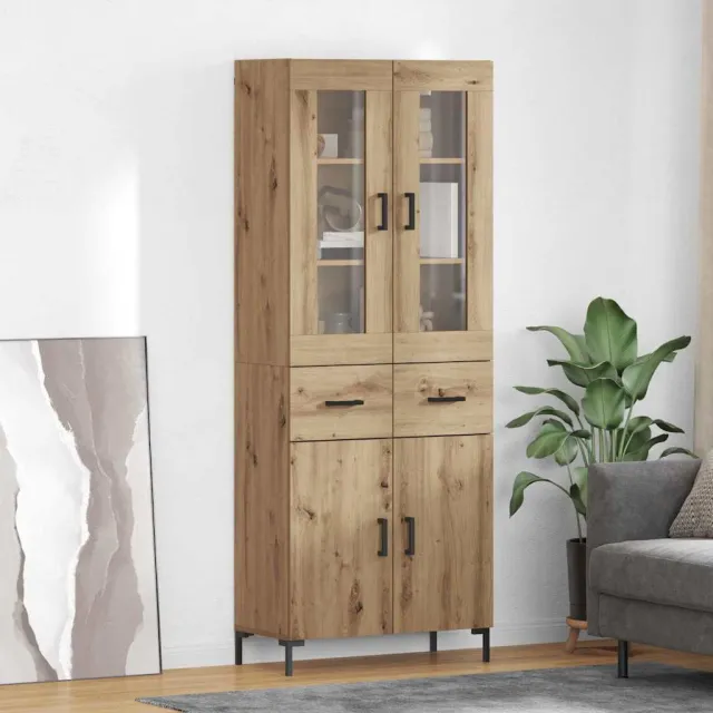 vidaXL Hoge kast 2 st Artisan Eiken 69,5 x 34 x 180 cm Bewerkt hout, foto 2