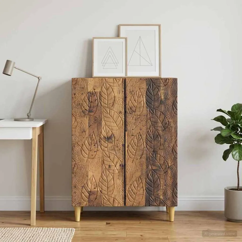 vidaXL Dressoir Oud hout 66 x 34,5 x 90 cm Bewerkt hout bruin, foto 3