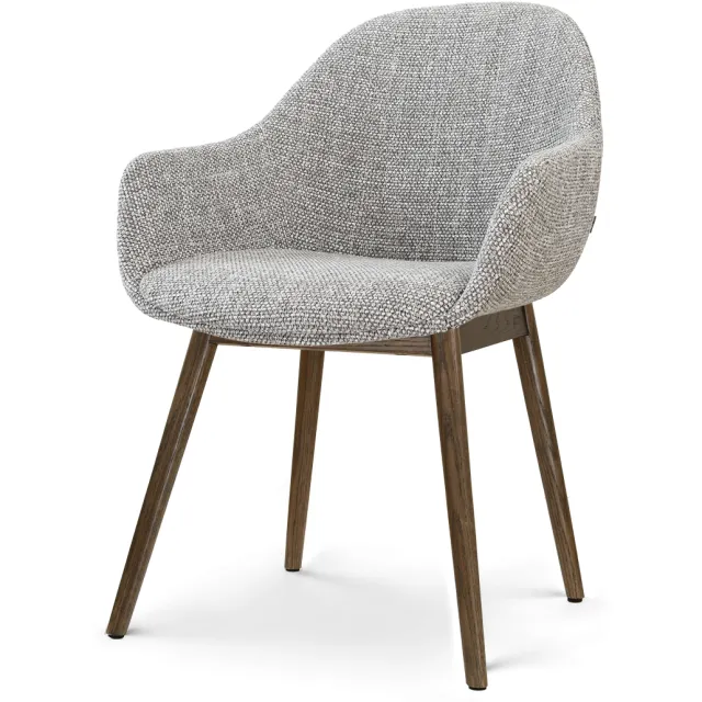 Nolon Nio-Mae eetkamerstoel grijs blend - walnoot houten onderstel