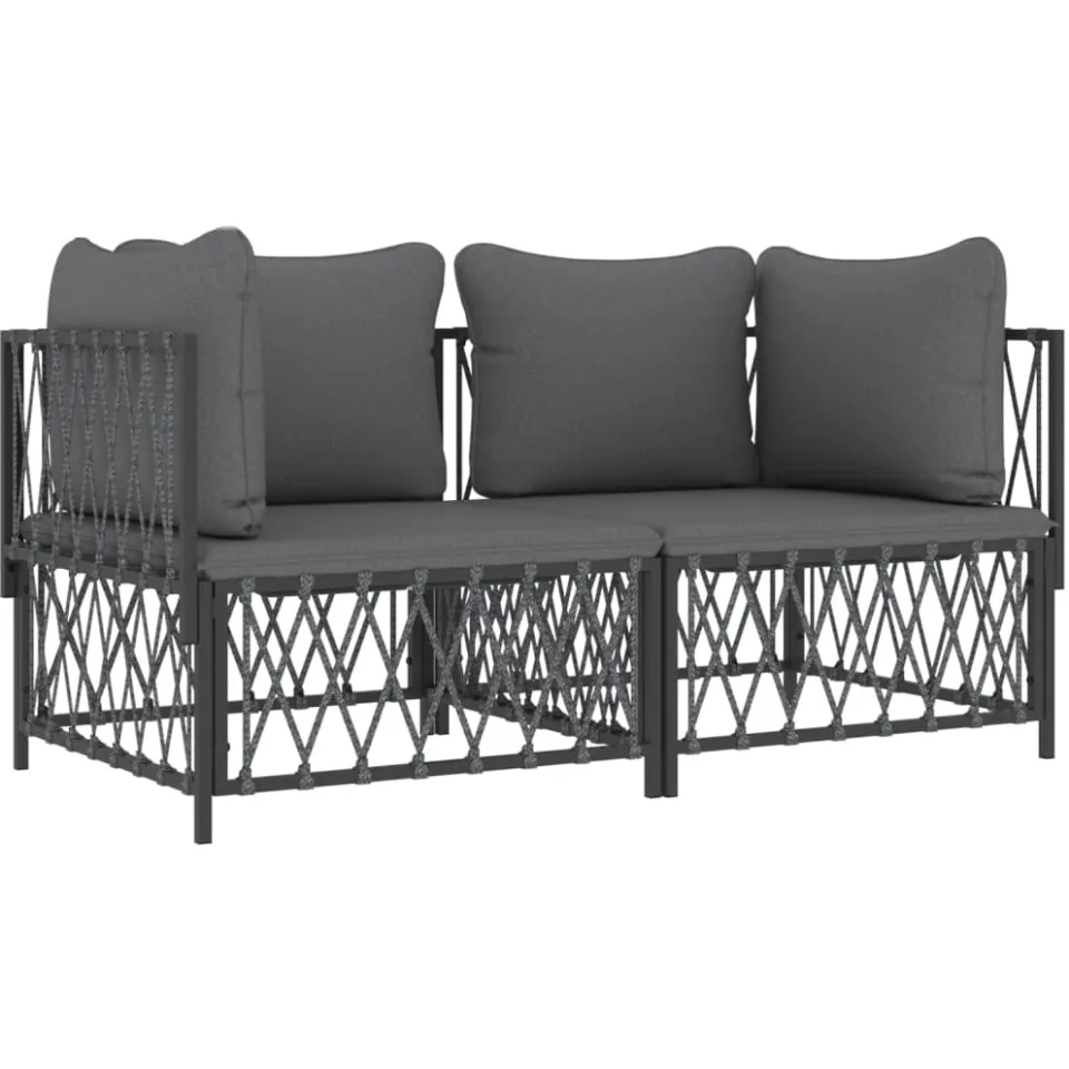 vidaXL 2-delige Loungeset met kussens staal antracietkleurig Anthraciet