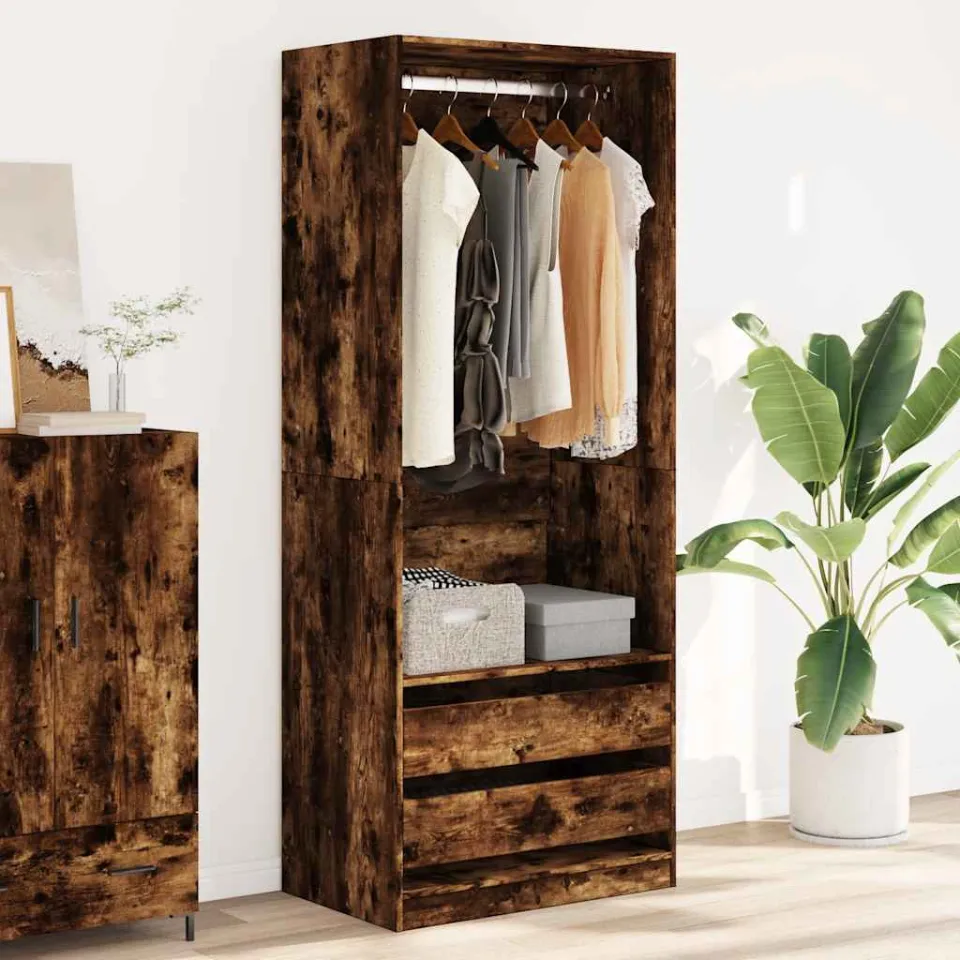 vidaXL Kledingkast 80x50x200 cm bewerkt hout gerookt eikenkleurig, foto 2