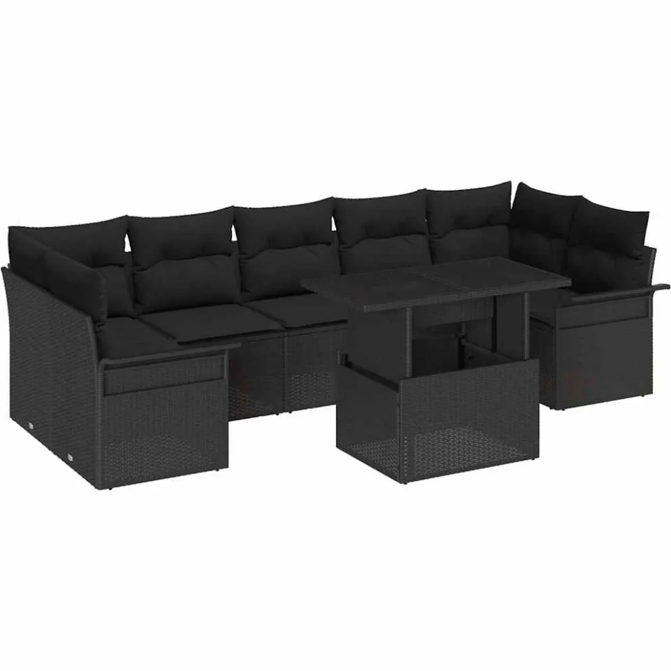 vidaXL Tuin Sofa Set 8 st Zwart poly rattan