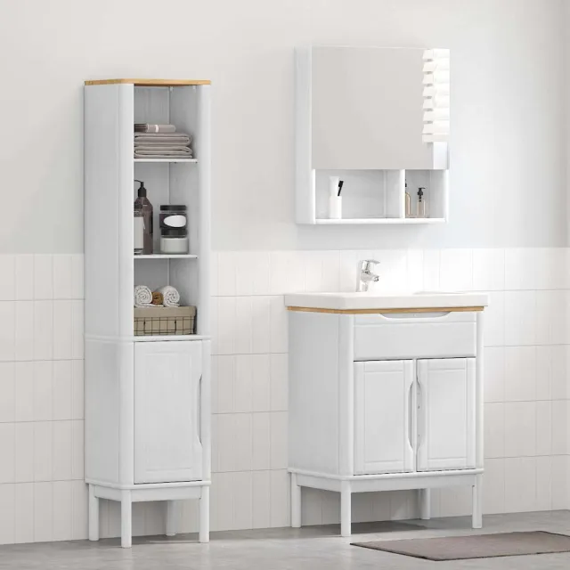 vidaXL Badkamermeubelset FLORO 2 st Wit Massief Vurenhout