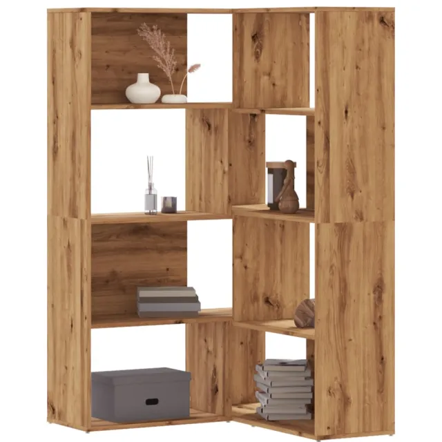 vidaXL Boekenkast 4-laags hoek 85x85x140 cm hout artisanaal eikenkleur Bruin