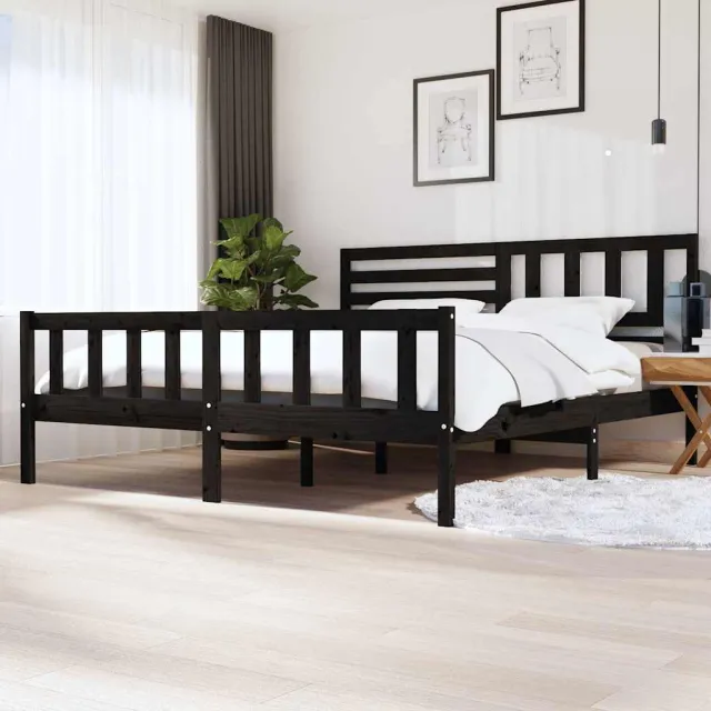 vidaXL Bedframe massief hout zwart 200x200 cm