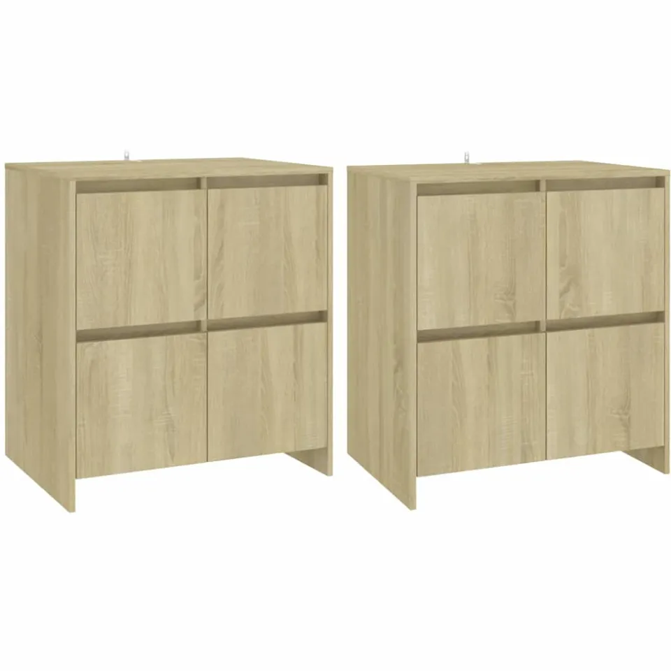 vidaXL Dressoirs 2 st 70x41x75 cm bewerkt hout sonoma eikenkleurig Bruin