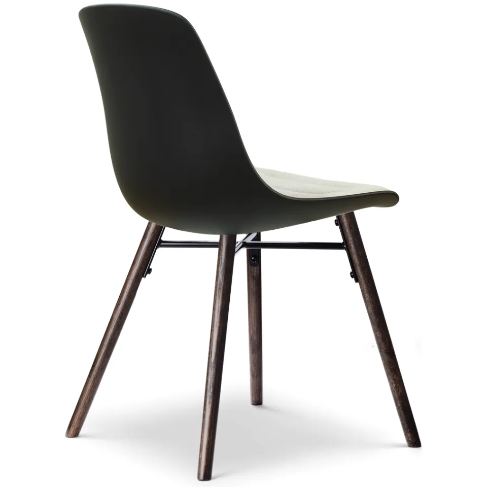Nolon Nena-Liv eetkamerstoel zwart met naturelbeige zitkussen - walnoot houten onderstel, foto 3