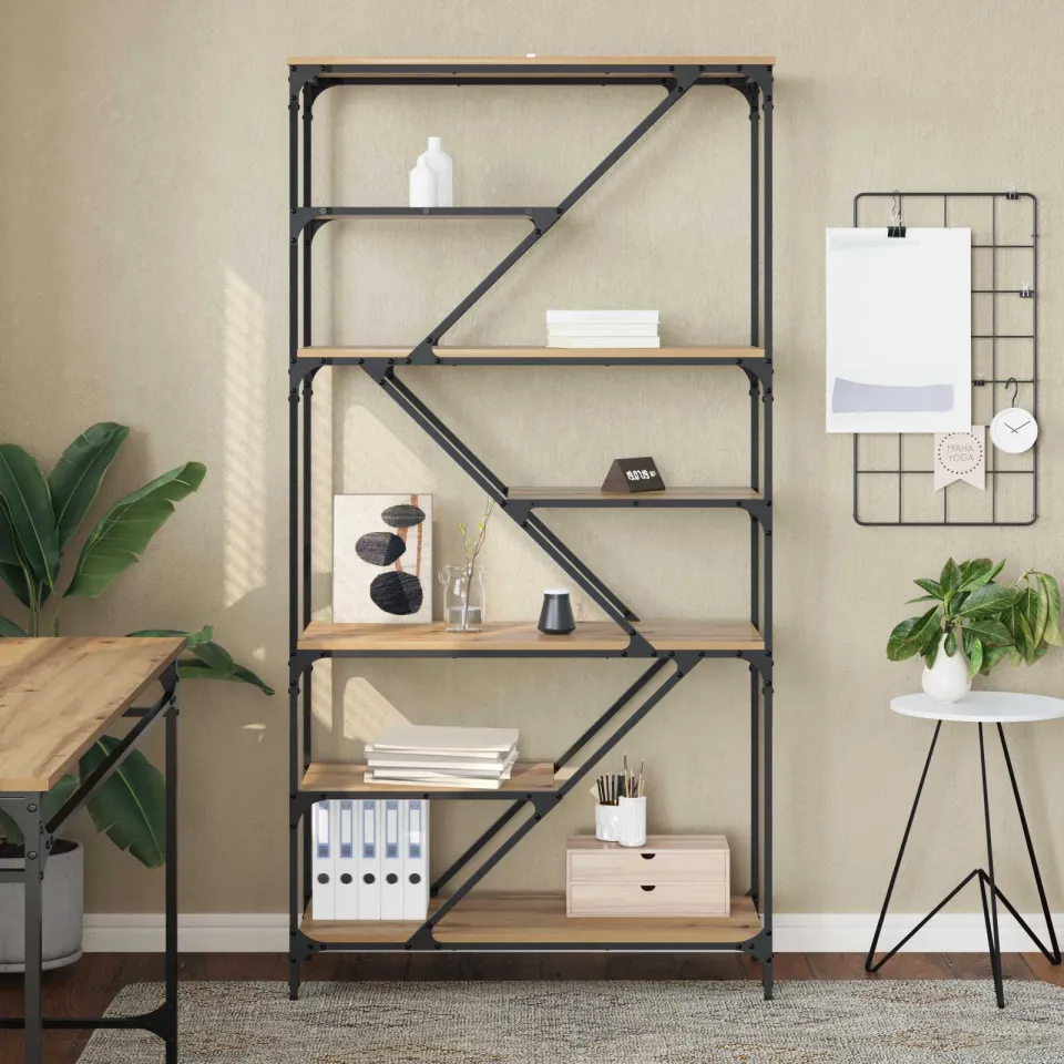 vidaXL Boekenkast 9-laags 91 x 36 x 176 cm Bewerkt hout Artisan Eiken, foto 3