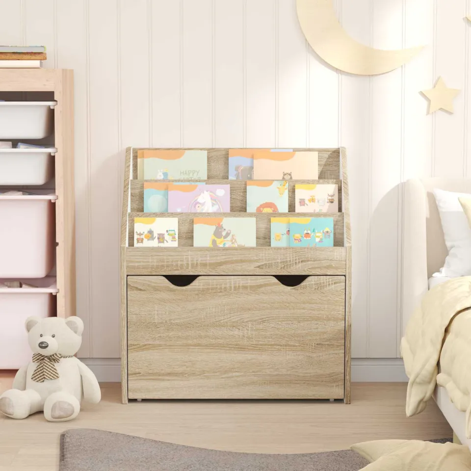 vidaXL Kinderen Boekenkast Sonoma Eiken 60 x 29,5 x 69 cm Bewerkt hout, foto 4