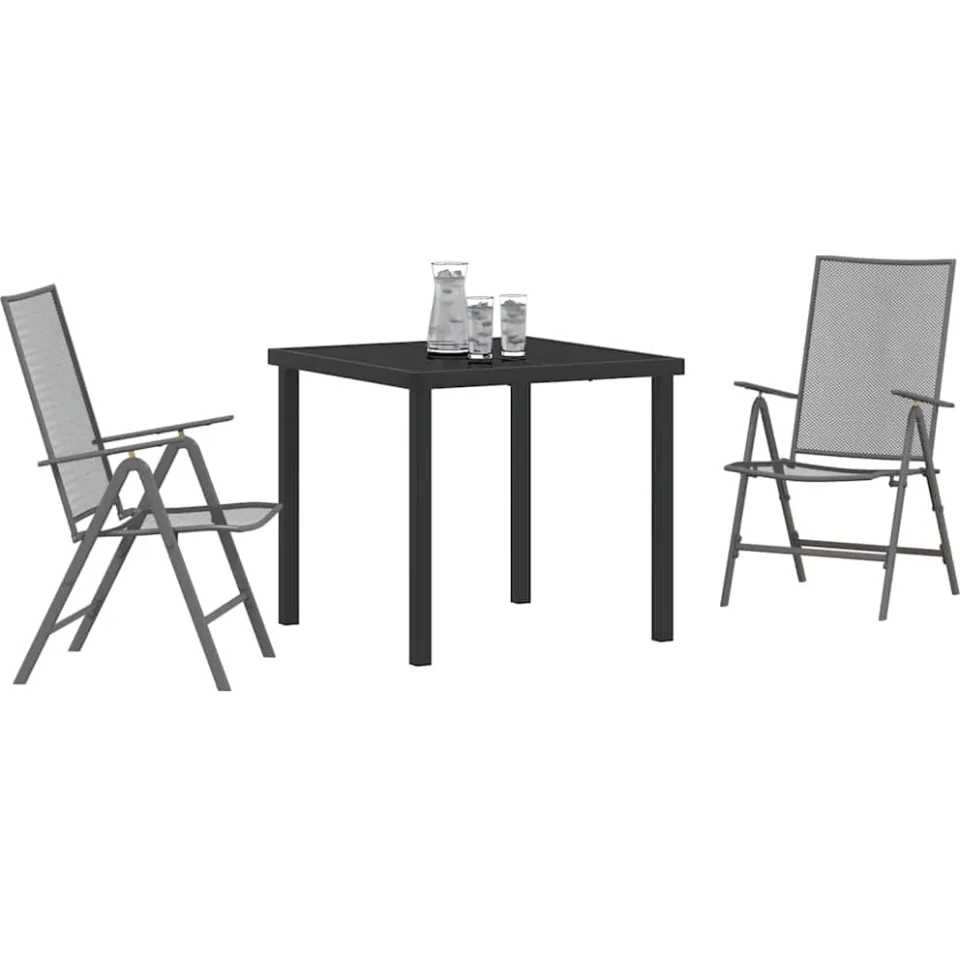 vidaXL Tuin eettafelset 3 st Antraciet Gepoedercoat staal Anthraciet