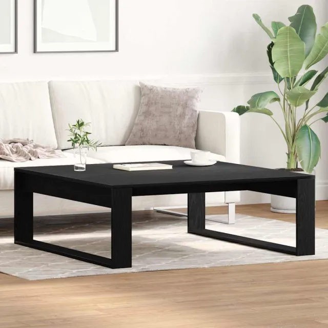 vidaXL Salontafel Zwart Eiken 100 x 100 x 35 cm Bewerkt hout, foto 2