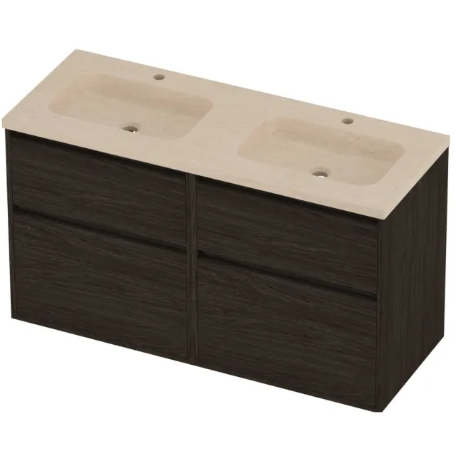 Proline Rollo Badmeubelset Hardsteen Elegant Greeploos 120x46x67 cm Sand Stone Mokka Oak Eiken