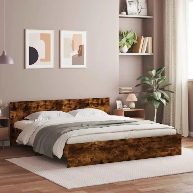 vidaXL Bedframe met hoofdeinde gerookt eikenkleurig 180x200 cm Bruin