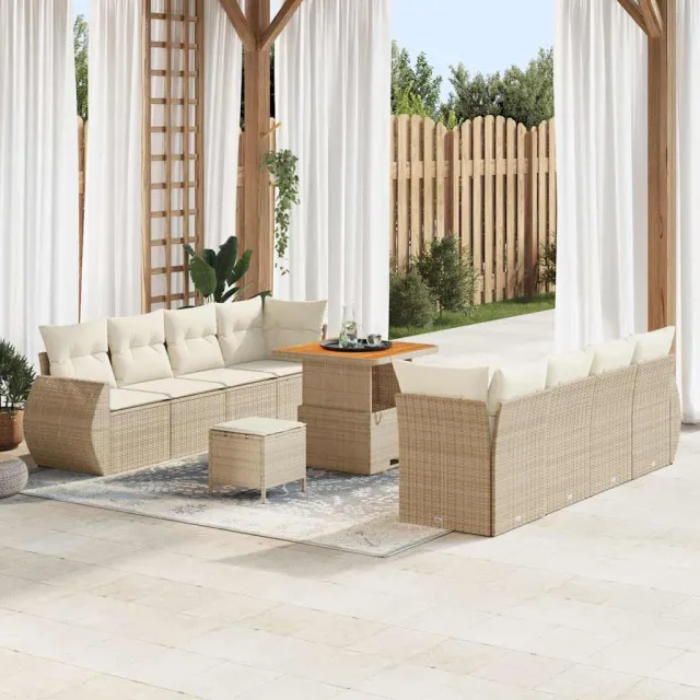 vidaXL Tuin Sofa Set 11 st Beige poly rattan, foto 2