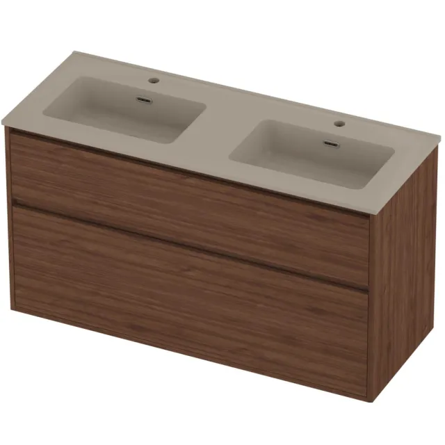 Proline Tribute Badmeubelset Porselein 2 Gaten 120x46x67 cm Mat Crème Cotton Indian Walnut Houtlook