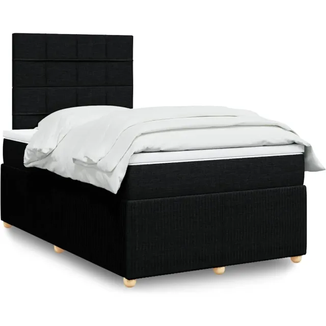 vidaXL Boxspring met matras stof zwart 120x200 cm