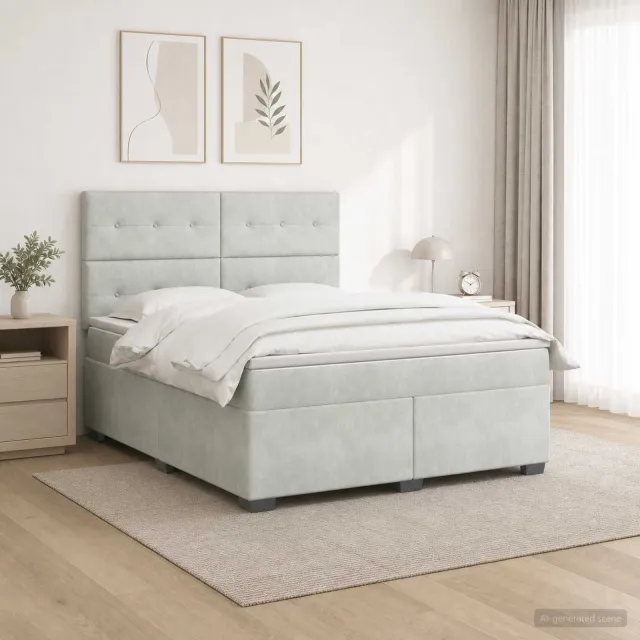vidaXL Boxspringbed met matras Lichtgrijs 160 x 200 cm Fluweel