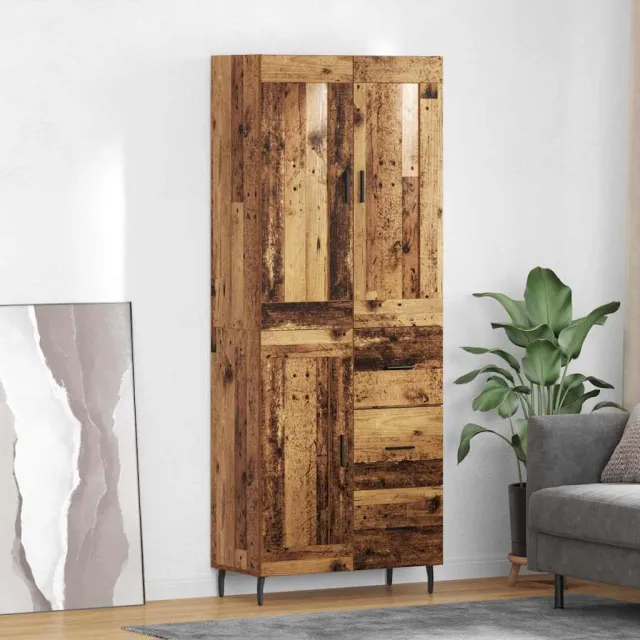 vidaXL Hoge kast 2 st Oudhout 69,5 x 34 x 180 cm Bewerkt hout Bruin