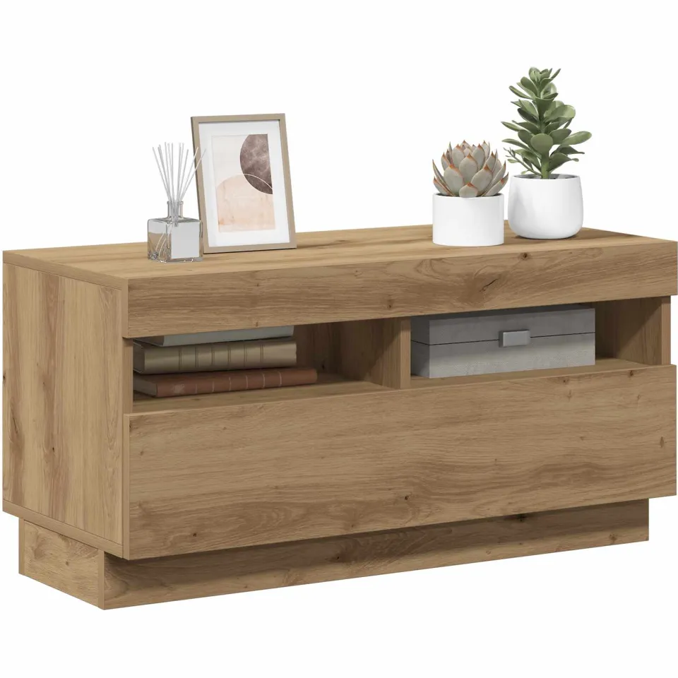 vidaXL Tv-meubel met LED 80x35x40 cm bewerkt hout artisanaal eiken Bruin