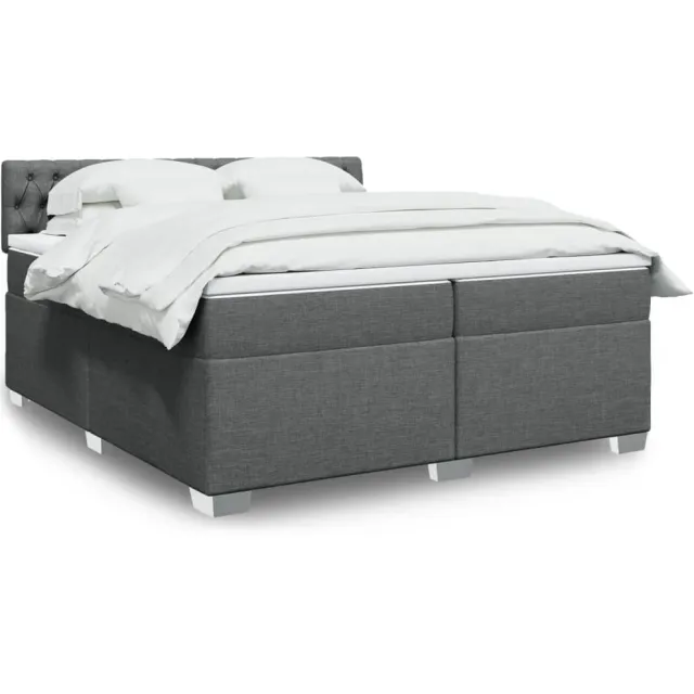 vidaXL Boxspring met matras stof donkergrijs 200x200 cm grijs