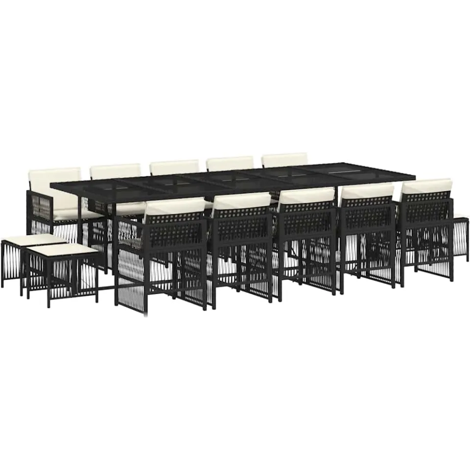 vidaXL 15-delige Tuinset met kussens poly rattan zwart, foto 4