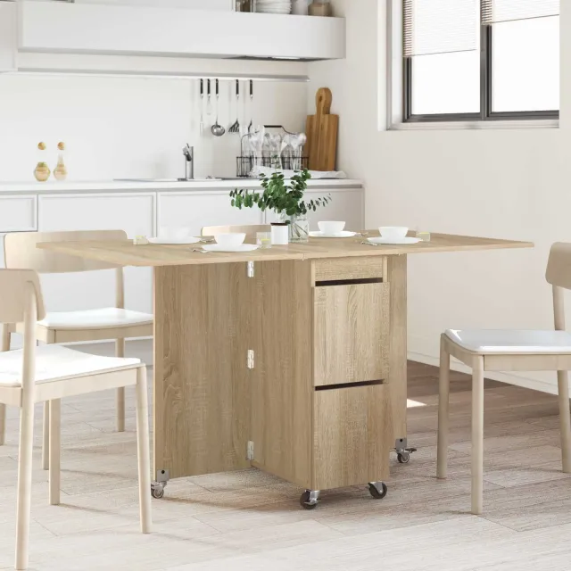 vidaXL Eettafel 140 x 80 x 77 cm Bewerkt hout Sonoma Eiken Rechthoekig