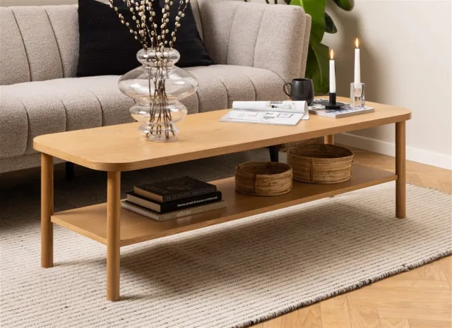 Giga Living Salontafel Rechthoek - Naturel Eiken Fineer - 150x50x42cm - Giga living