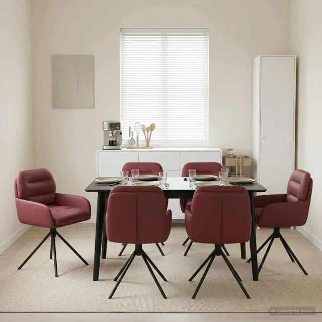 vidaXL Draai Eetstoelen 6 st Kunstleer Wijnrood 59 x 59,5 x 90 cm, foto 2