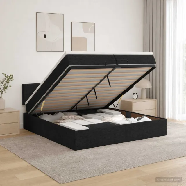 vidaXL Ottoman bed met matras met hoofdeinde Zwart 200 x 200 cm Stof
