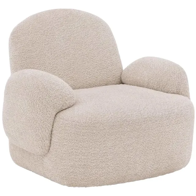 Goossens Draaifauteuil Nomi, Draaifauteuil boucle creme