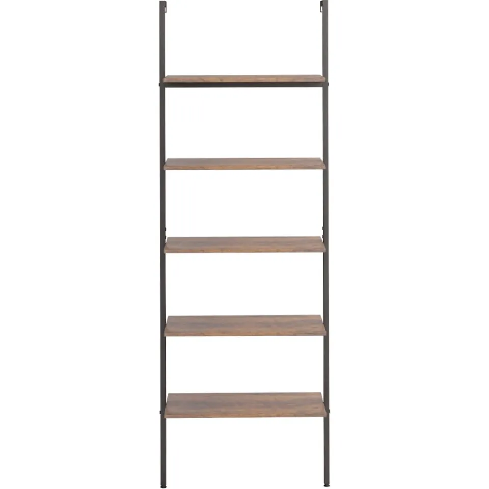 vidaXL Ladderrek met 5 schappen 64x35x185 cm donkerbruin en zwart