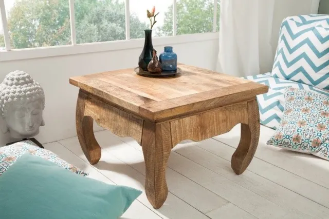 Invicta Interior Massieve salontafel OPIUM ANTIQUE Bijzettafel van natuurlijk mangohout 60 cm - 38638 Zie omschrijving