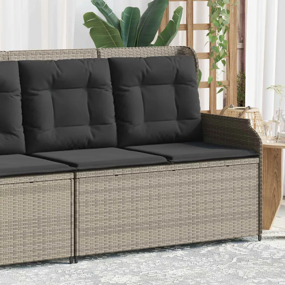 vidaXL Tuinbank 2-zits Lichtgrijs poly rattan, foto 4
