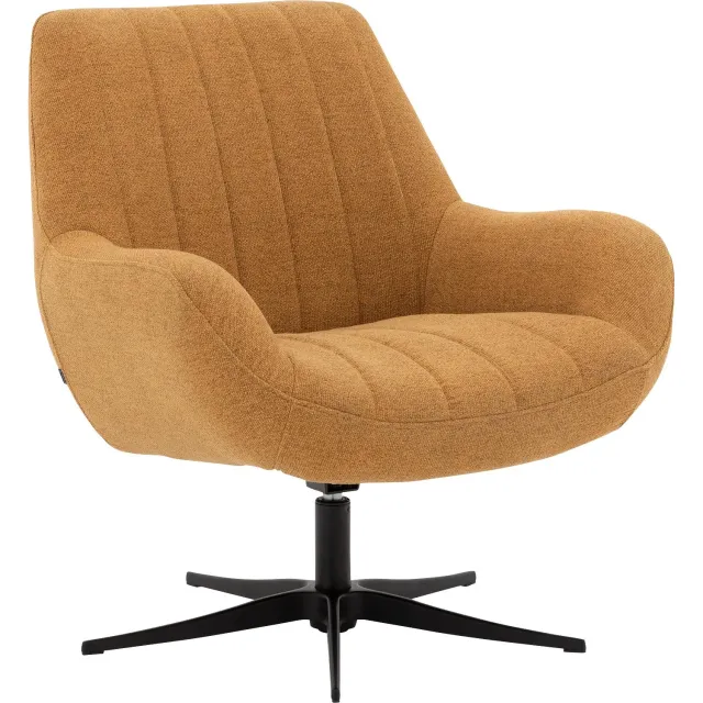 Goossens Draaifauteuil Kamille, Draaifauteuil stof fijn geweven okergeel