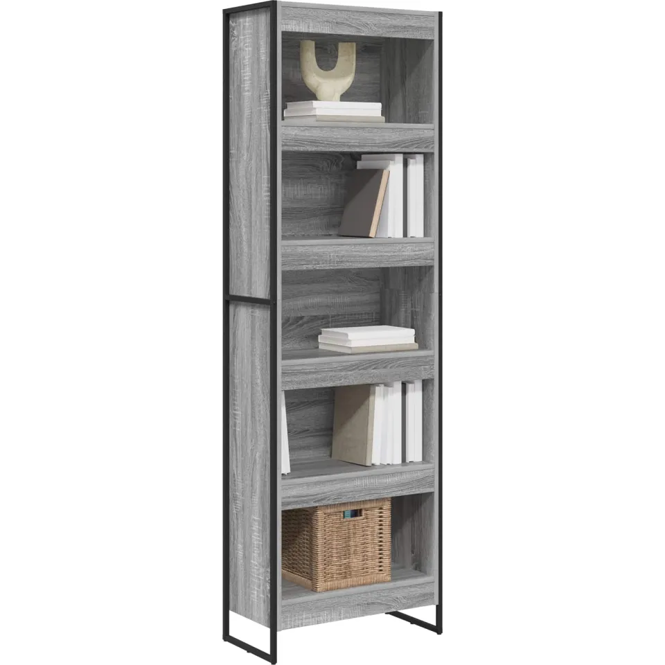 vidaXL Boekenkast 60 x 30 x 189,5 cm Bewerkt hout Grijs Sonoma