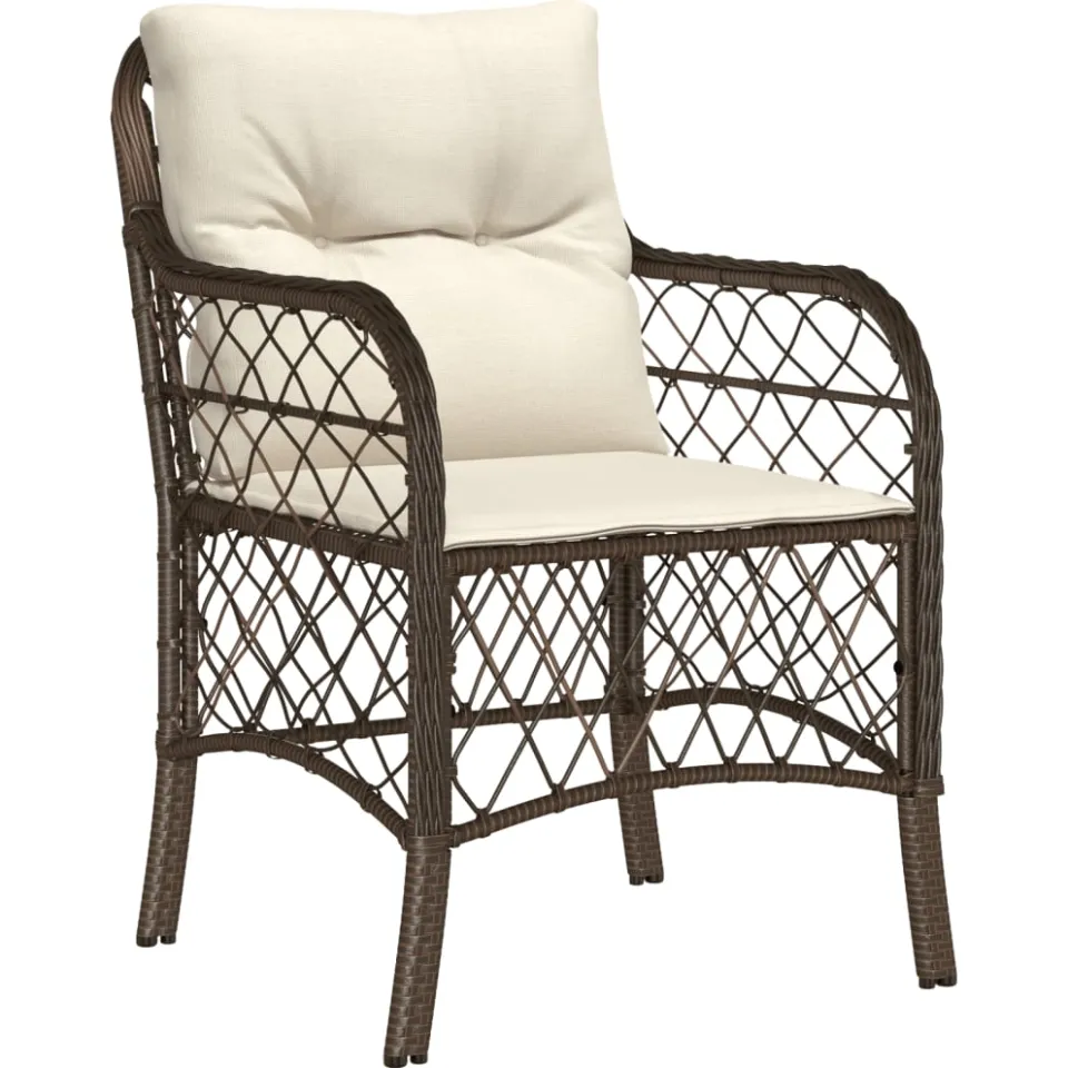 vidaXL 5-delige Tuinset met kussens poly rattan bruin