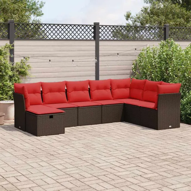 vidaXL 8-delige Loungeset met kussens poly rattan bruin, foto 2