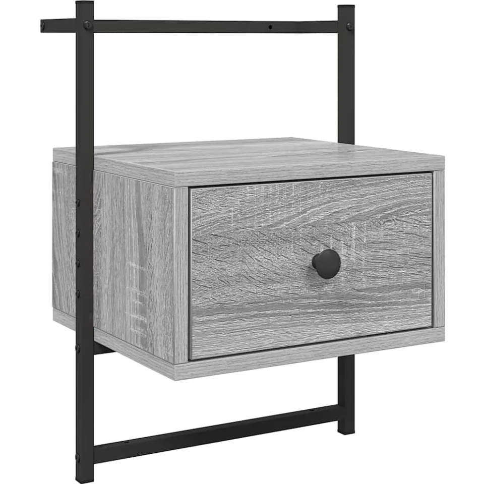 vidaXL Nachtkastje wandgemonteerd 35x30x51 cm hout grijs sonoma eiken