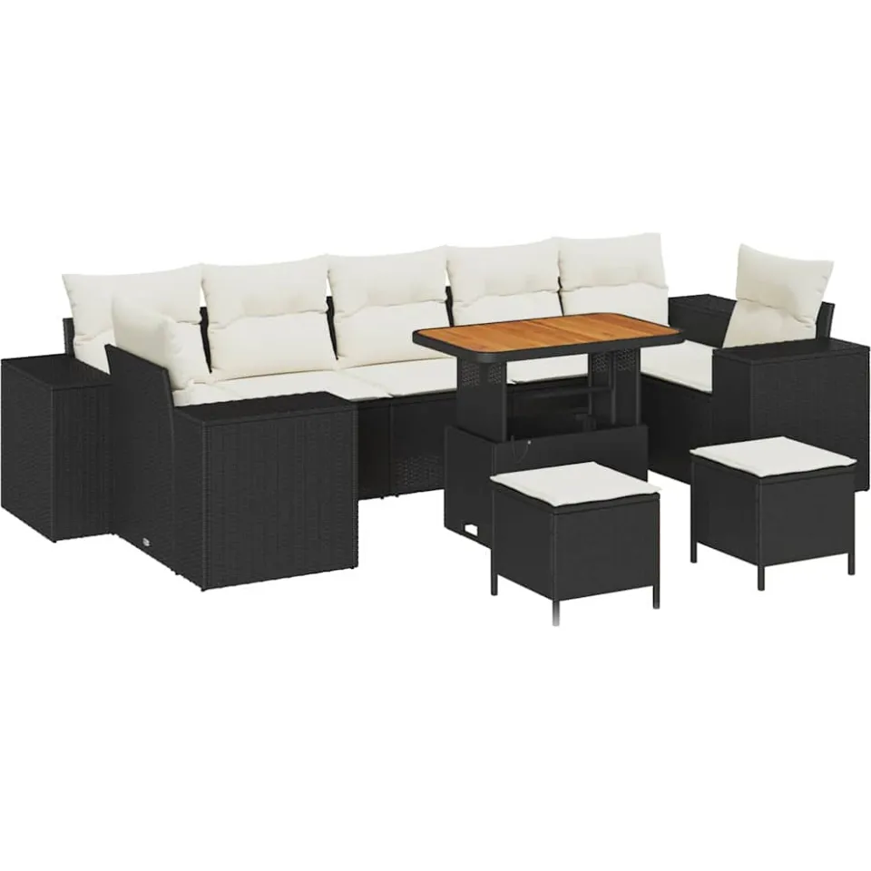 vidaXL Tuin Sofa Set 10 st Zwart poly rattan