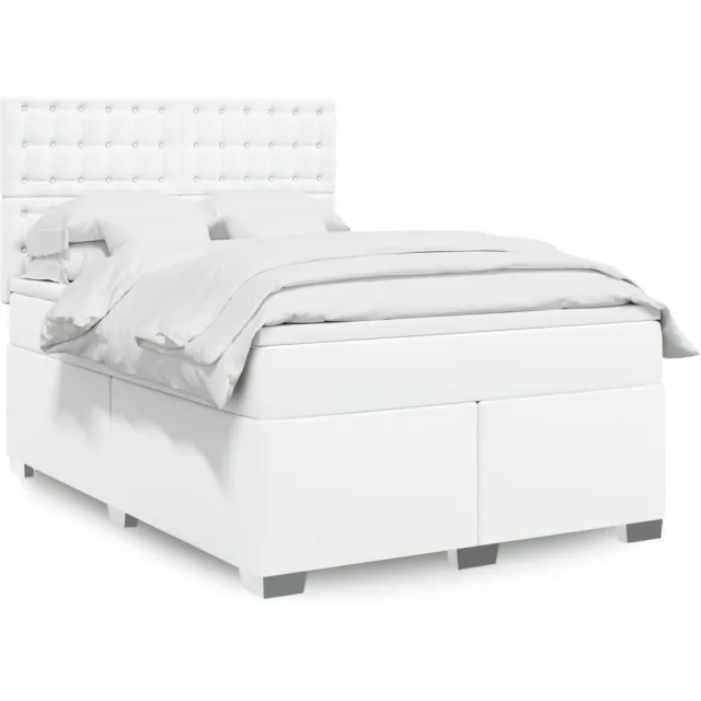 vidaXL Boxspring met matras kunstleer wit 140x190 cm