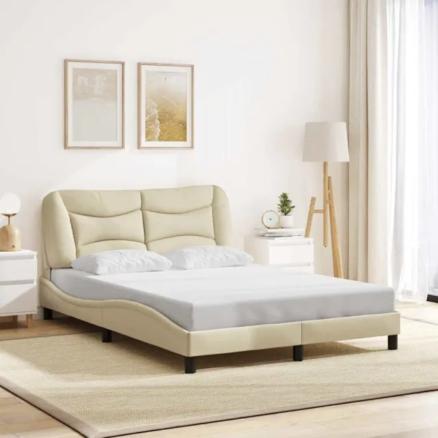vidaXL Bedframe zonder matras "Hvar" stof crèmekleurig 140x190 cm