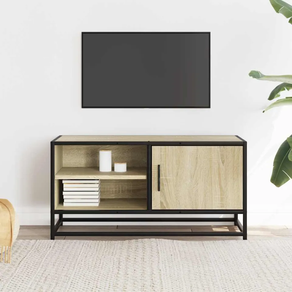 vidaXL Tv-meubel 80x34,5x40 cm bewerkt hout metaal sonoma eikenkleurig, foto 2