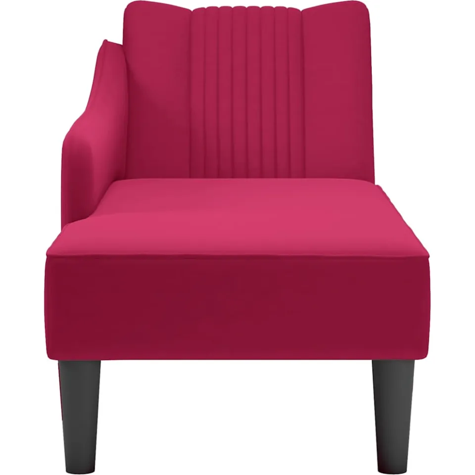 vidaXL Chaise longue met rechterarmleuning fluweel wijnrood
