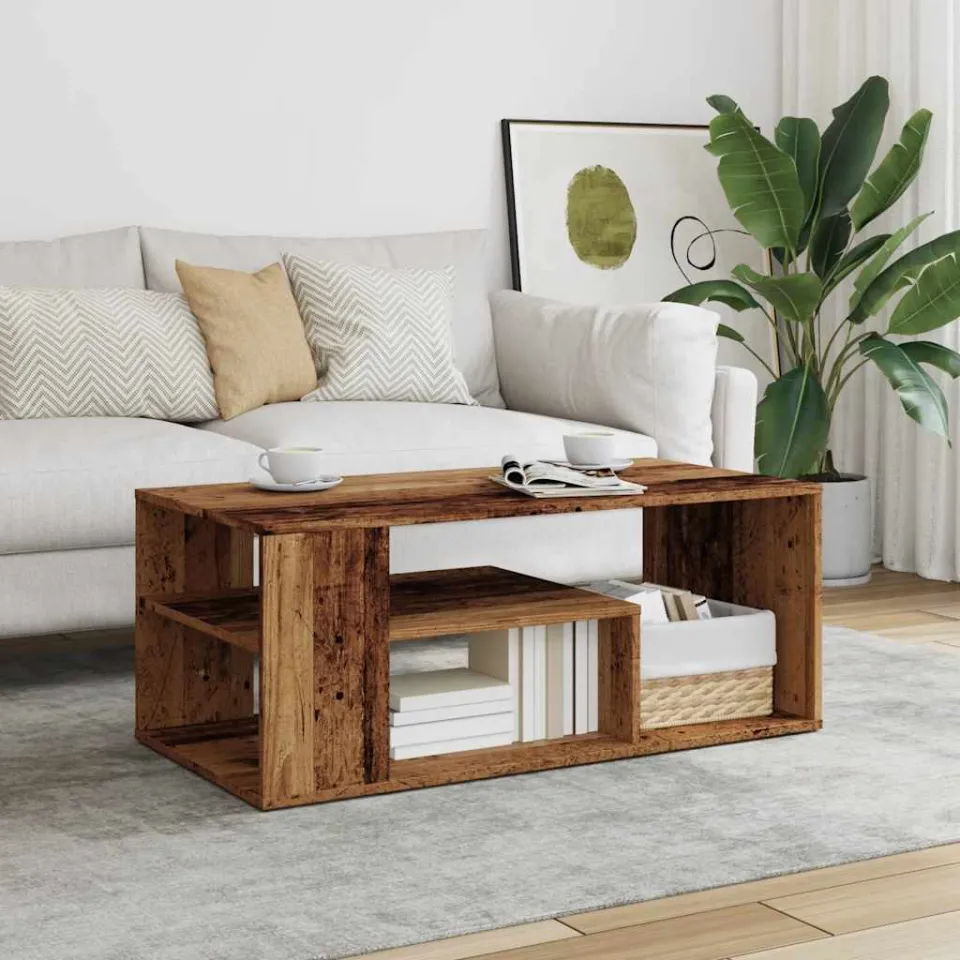 vidaXL Salontafel 100x50x40 cm bewerkt hout oud houtkleurig bruin, foto 2