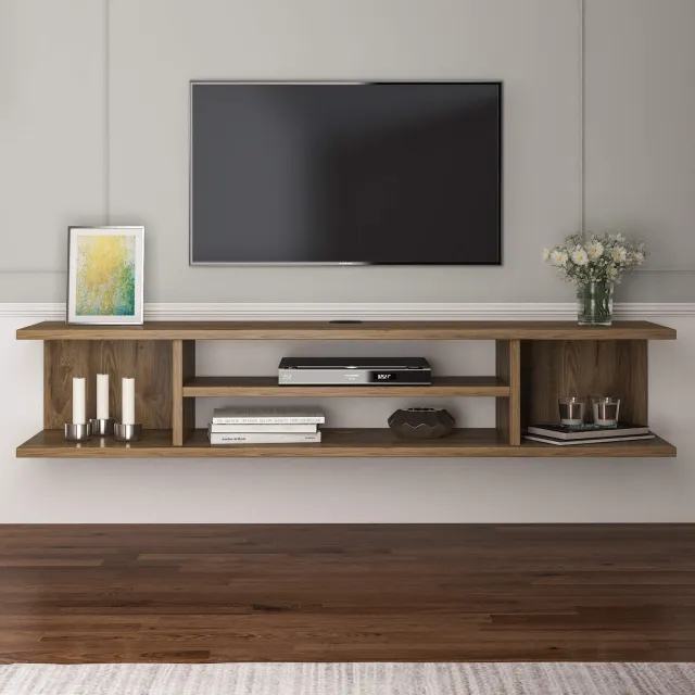 Decorotika TV Meubel Vintage Eikenlook 120 cm – Modern Laag Televisiemeubel – Houtlook TV Kast voor Woonkamer – 120 x 29,5 x 23,2 cm Oud-eiken