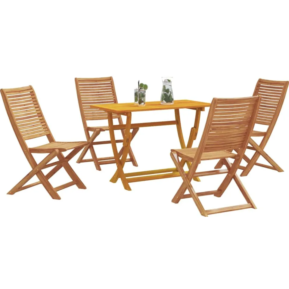 vidaXL Tuin eettafelset 5 st Bruin Massief Acaciahout