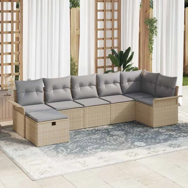 vidaXL Tuin Sofa Set 7 st Poly riet Zwart