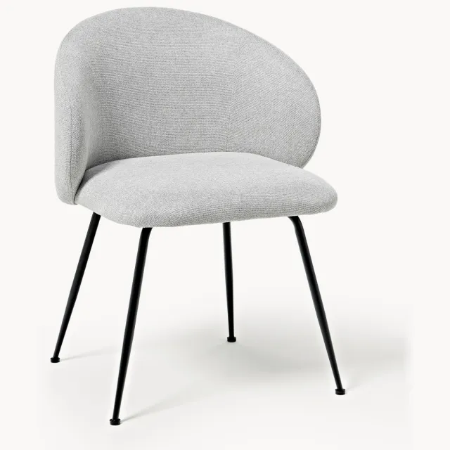 Westwing Collection Gestoffeerde stoelen Luisa, 2 stuks Grijs, Zwart