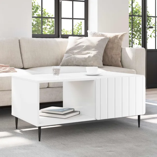 vidaXL Salontafel Wit 90 x 50 x 40 cm Bewerkt hout, foto 2