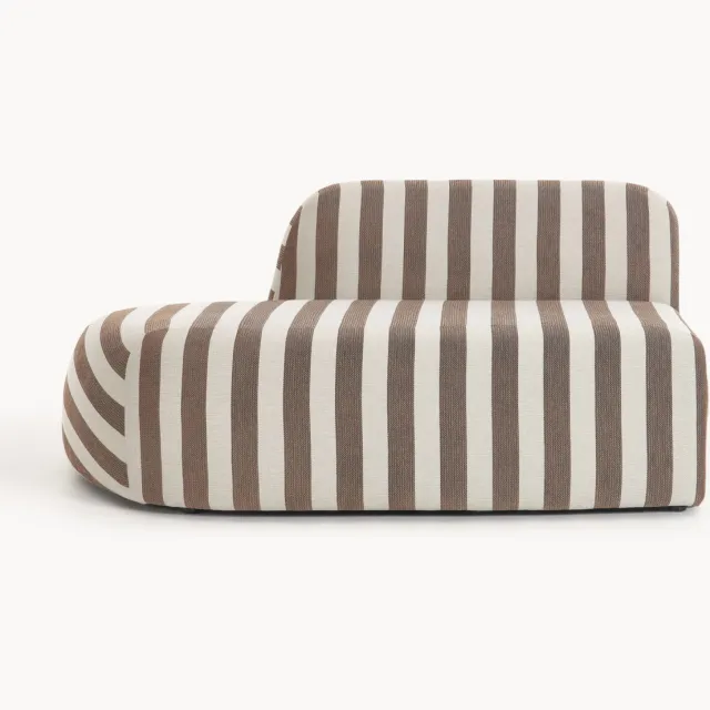 Westwing Collection Gestreepte chaise longue module Wolke Bruin